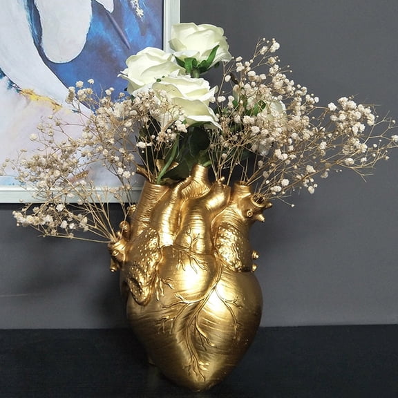 Resin Vase Planter, Decorative Heart Vase - Anatomical Heart Tabletop Decorative Craft, Farmhouse Living Room Bedroom Countertop
