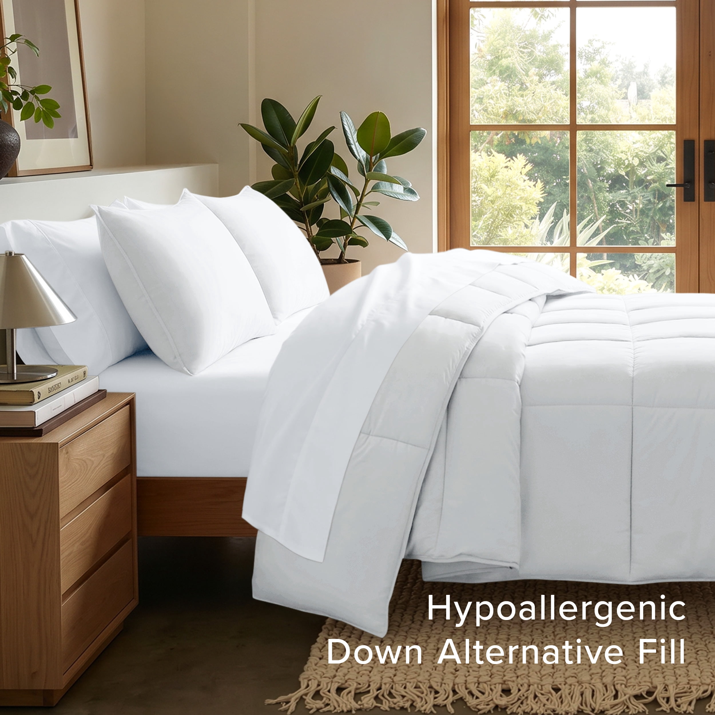 Bare Home Down Alternative Comforter Set - 3-Pieces - All Seasons - Super King, White