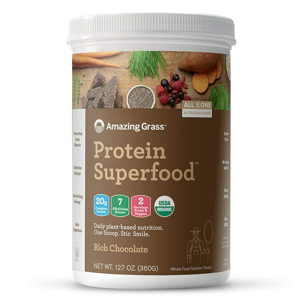 Amazing Grass Plant Protein Superfood Powder, Rich Chocolate, 20g