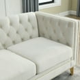 thumbnail image 3 of 58" Velvet Upholstered Loveseat Sofa, Small Loveseat with Button Tufted, Traditional Sofa with Solid Wood Frame for Living Room Office, Beige, 3 of 6