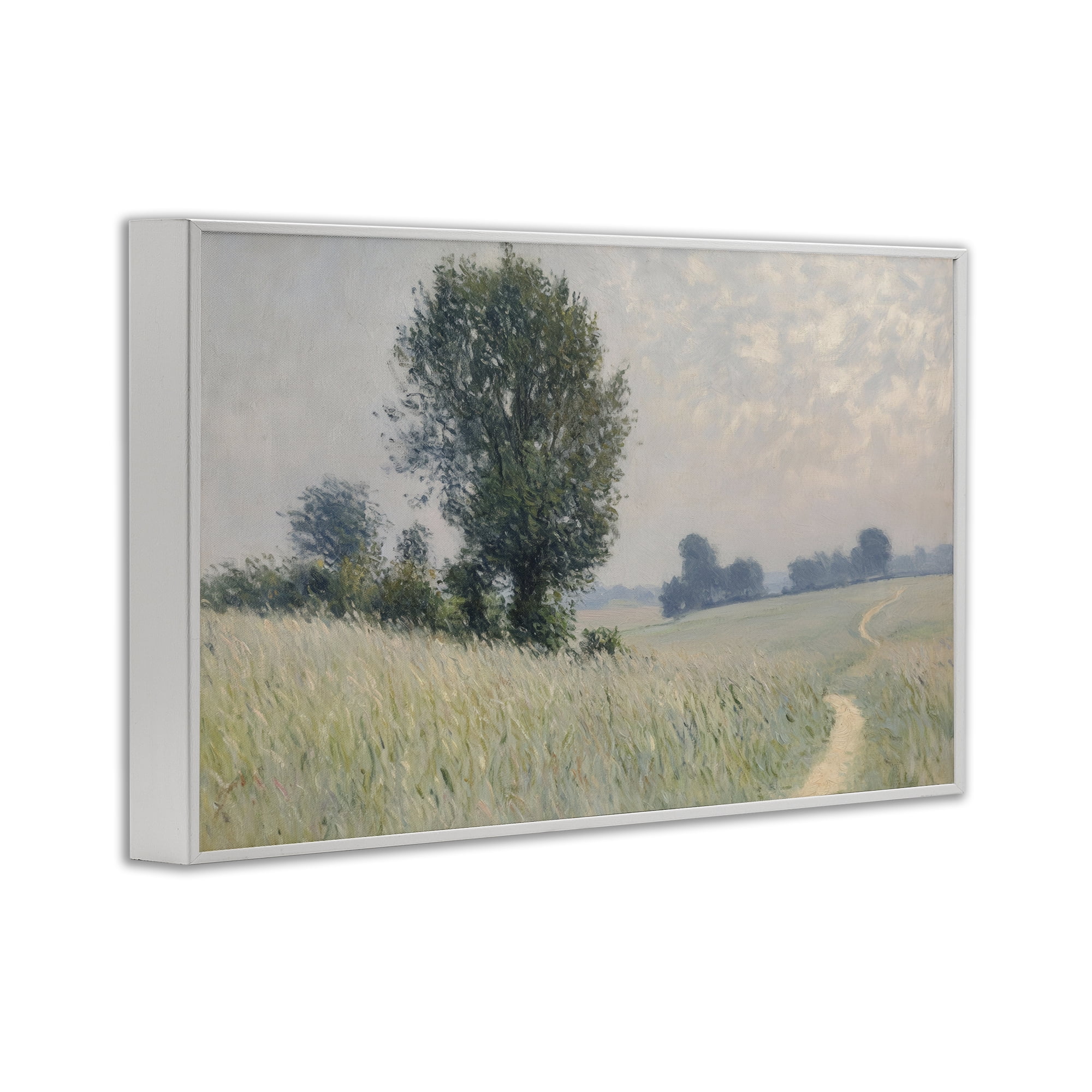 Stupell Industries Tall Grass Path Through Meadow White Framed Giclee Art, design by Petal Prints Design