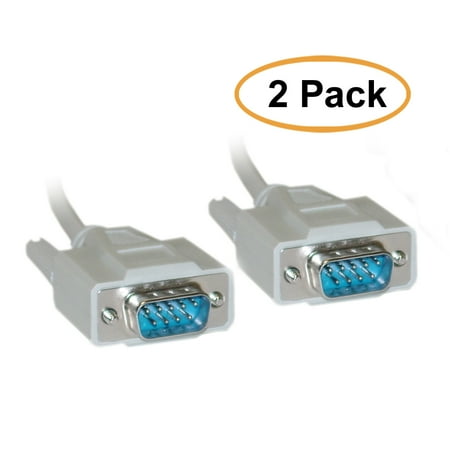 Male 2 Conductor - C&E Serial Cable, DB9 Male, UL rated, 9 Conductor, 1:1, 25 Feet, 2 Pack