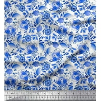 Soimoi Cotton Duck Fabric Dot,Leaves & Floral Artistic Print Fabric by The Yard 42 Inch Wide
