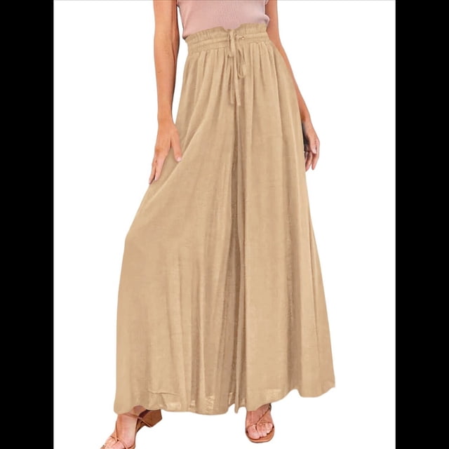 Pantalones Casuales para Mujer, con Cintura Elástica y Pierna , con Bolsillos. Caqui S