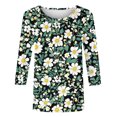 thumbnail image 4 of YOTAMI 3/4 Sleeve Tops for Women Plus Size Crew Neck Summer Casual Blouses Fashion Floral Print Loose Fit Pullover Tops Blouses Green, 4 of 5