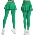 thumbnail image 2 of Razzly Women's Solid Color Pleated Sports Skirt Pants High Waist Lifting Yoga Skirt for Tennis and Training(Green,S), 2 of 9
