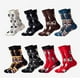 thumbnail image 2 of Calcetines de algodón con dibujos de animales para hombre, medias de tubo medio con diseños coloridos de perros y gatos, suaves, de Color rojo, negro y blanco, 2 of 4