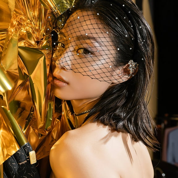 Pawsdot Fascinator for Women Black Veil Headband Elegant Fabric 1 Set Hair Accessory for Weddings Daily Wear