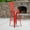 Red, variant on Emma + Oliver 30"H Black-Antique Gold Metal Barstool with Back and Wood Seat