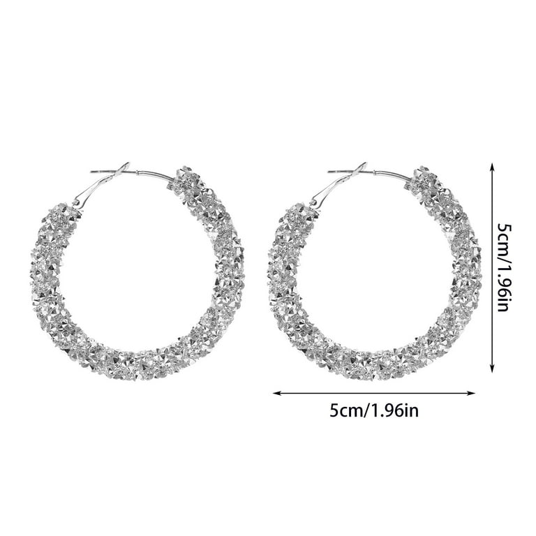 Shiny Rhinestone Hoop Earrings for Women Small Boho Glitter