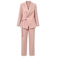 thumbnail image 5 of Cagogo Women Plus Size 2 Piece Outfit Long Sleeve Blazer Tops Wide Leg Pants Set Casual Business Lounge Suits Tracksuits Travel Work Clothes, Pink 2XL, 5 of 8
