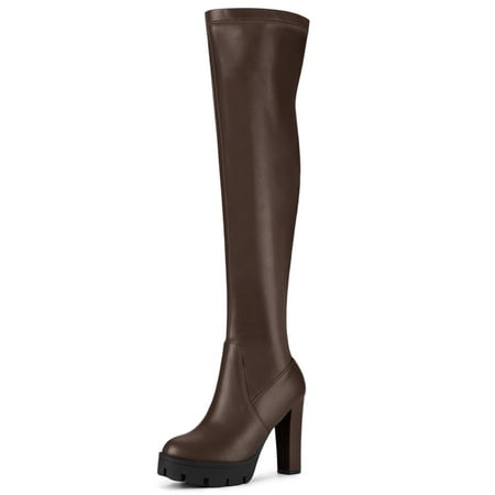 

Unique Bargains Women s Platform Heels Block Heeled Over Knee High Boots