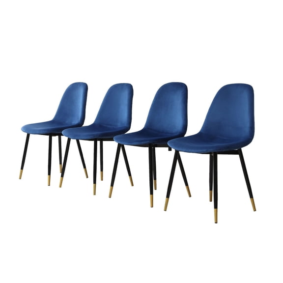 Lassan Contemporary Fabric Dining Chairs, Set of 4, Blue