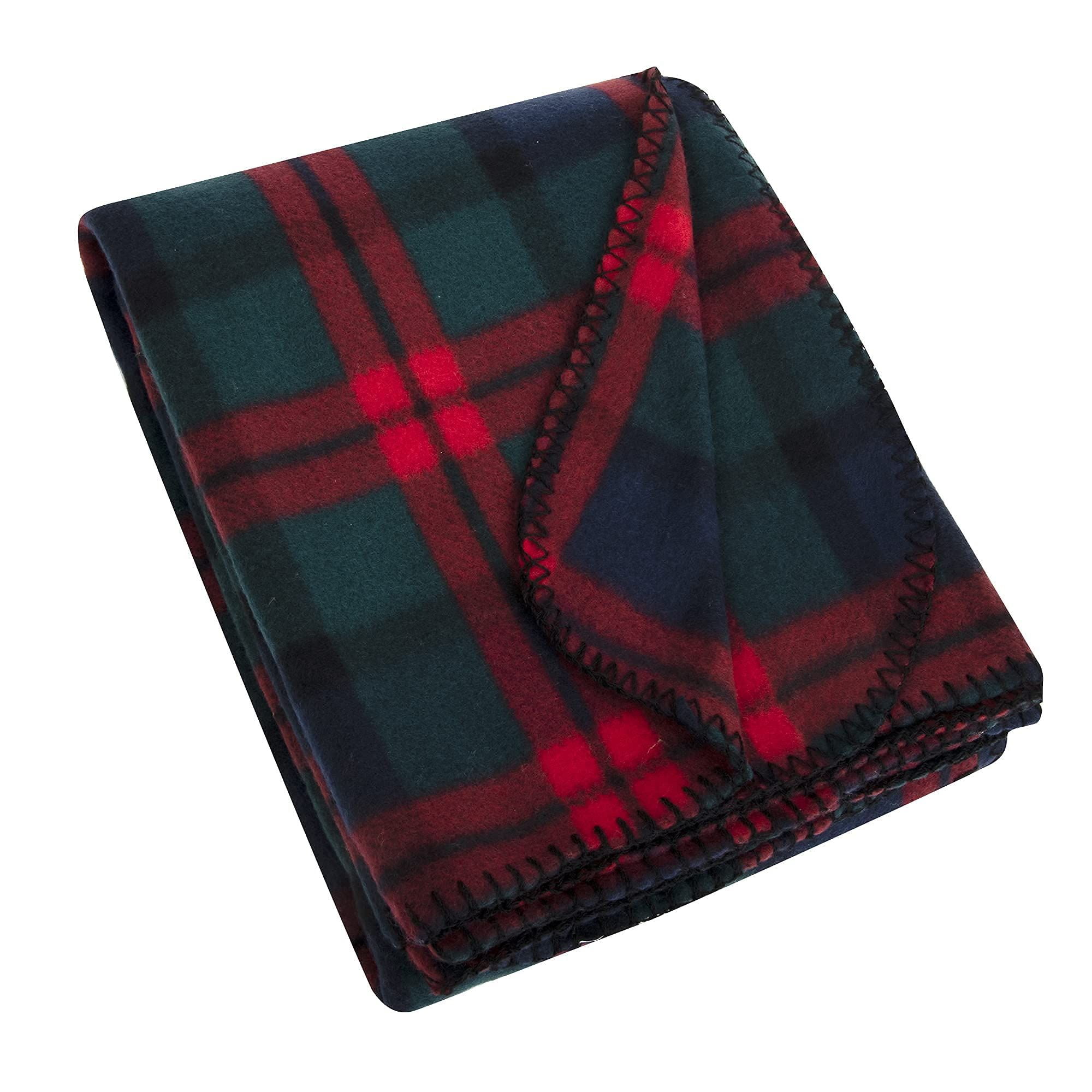 Single Plaid Color 60"L x 50"W Fleece Throw Blanket for Fall, Winter, Spring, Summer, Men, Women, Children & Pets in Red & Green Plaid
