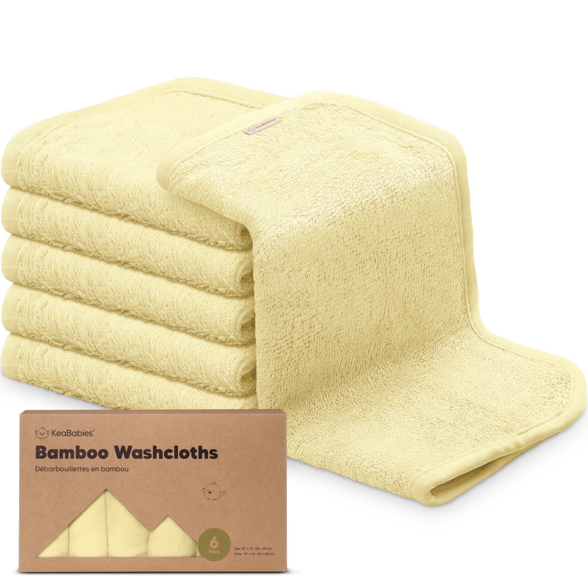 6Pack Deluxe Baby Washcloths, Organic Bamboo Washcloths, Face Towel (Sunshine)