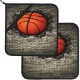 thumbnail image 2 of SKQIT Retro Shabby Creative Basketball Print Pot Holders Set of 2, Kitchen Heat Resistant Potholder for Microwave Cooking Baking Oven End Dishes and BBQ, 2 of 8