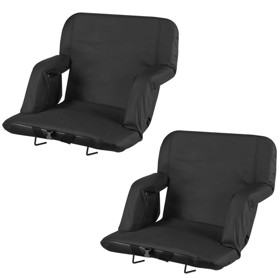 KFFKFF Portable Stadium Seat with 6 Adjustable Angles, 2.9'' Padded Cushion, Armrests, Back Support, Hook, and Cupholder for Bleachers, Picnics, Beaches, Sports, and Gaming