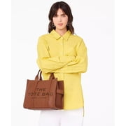 Marc Jacobs Womens One Size Full Grain Leather Solid Print Tote Bag, Argan Oil