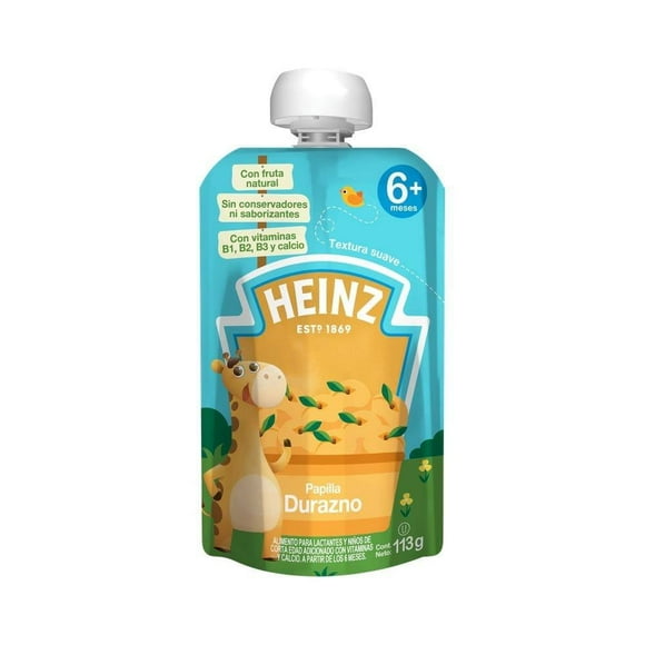 Papilla Heinz etapa 2 sabor durazno pouch 113 g