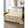 thumbnail image 2 of Yellow Flowers Twim Size Flat Sheet, Wrinkleproof & Fadeproof Cooling Flat Bed Sheet Only, Watercolor Summer Botanical Floral Breathable Soft Bedding Top Sheets 66 x 96 Inches, 2 of 8