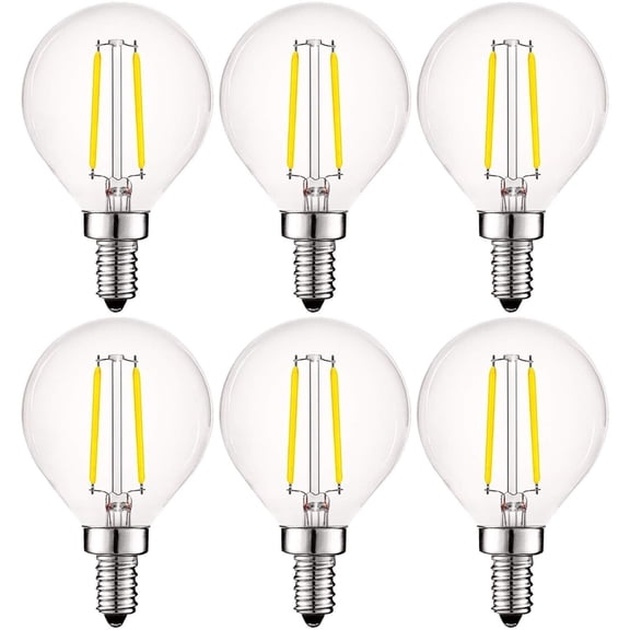 Luxrite G16.5 Edison Dimmable E12 LED Globe Light Bulbs, 4W=40W, 5000K Bright White, 400 Lumens 6-Pack