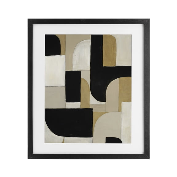 Stupell Industries Modern Black & Neutral Shapes Black Framed Print Under Glass, 13 x 16, by Kippi Leonard