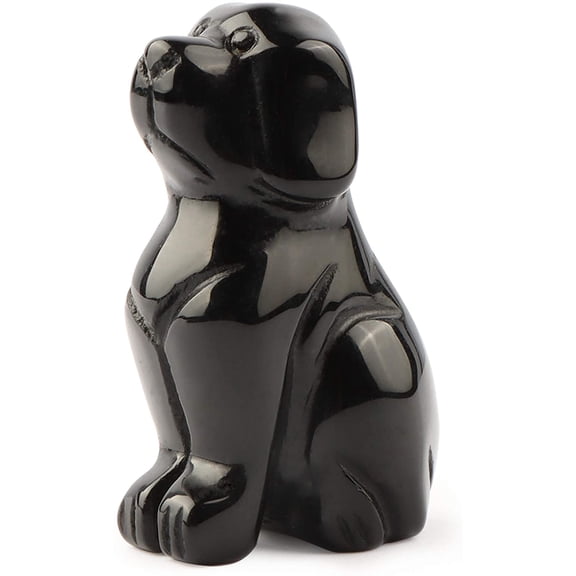 Artistone 2 Inches Black Obsidian Lucky Crystal Dog Statue Handmade Puppy Pet Animal Carvings Figurine Paperweight