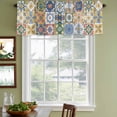 thumbnail image 3 of 2 Pack Valances for Window, Vintage Mediterranean Short Curtains for Kitchen Bedroom Living Room, Blue and Yellow Tiles Texture Rod Pocket Small Window Treatment Valance Drapes 54 x 18 Inch, 3 of 8
