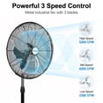 thumbnail image 6 of Achazel 2 Pack 20" Oscillating Pedestal Fan, 3 Speeds Industrial Standing Fan with Aluminum Blades Adjustable Height for Commercial Warehouse Garage, 6 of 7