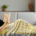 thumbnail image 3 of Yellow and White Soft Flannel Fleece Blanket, Abstract Bird in Scandinavian Folkloric Style Retro Design Floral Motif, Cozy Plush for Indoor and Outdoor Use, 50" x 70", Mustard White, by Ambesonne, 3 of 5