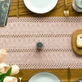 thumbnail image 3 of Sm:)e Pink Farmhouse Woven Rustic Hollow Table Runner, Boho Table Runner 12x60 Inch, Dining Kitchen Home Decor, 3 of 7