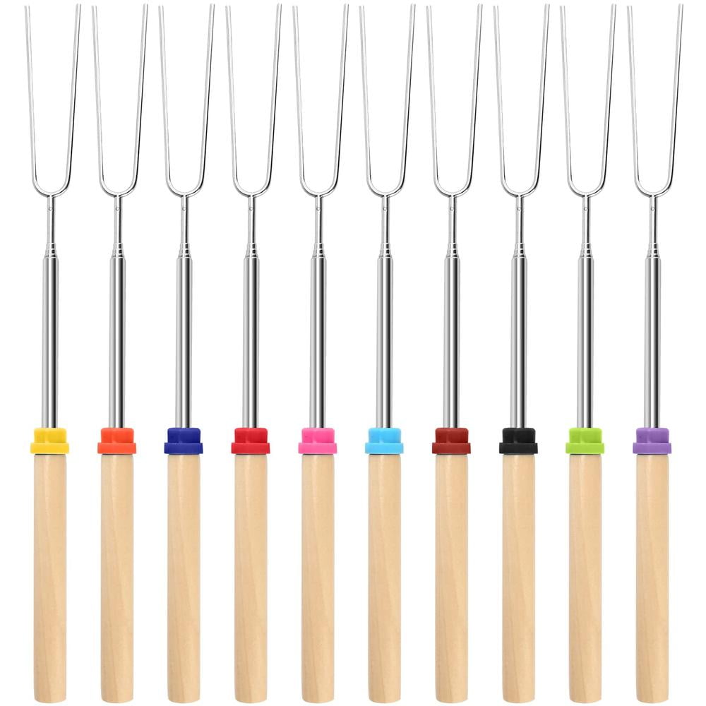 SIFANA 32 Inch Extendable Barbecue Forks, Campfire Smores Skewers