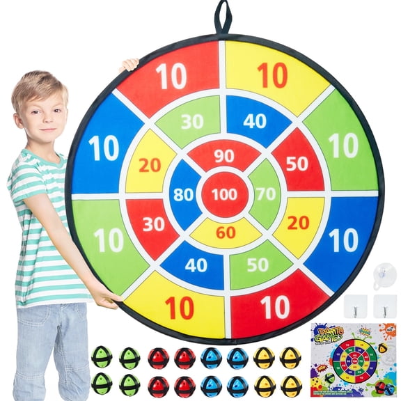 Lictin Dart Board for Kids, 29 inch Large Dart Board Games Set with 16 Stick Balls and 3 Hooks, Safe Indoor Outdoor Yard Party Sports Game Toys for Boys Ages 3