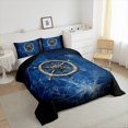 thumbnail image 3 of Nautical Rudder Comforter Set Queen Size,Mystic Spider Web Trippy Blue Black Bedding Set for Teens Adults,Navigation Ocean Adventure Theme Psychedelic Down Comforter,3 Pcs 2 Pillowcases, 3 of 6