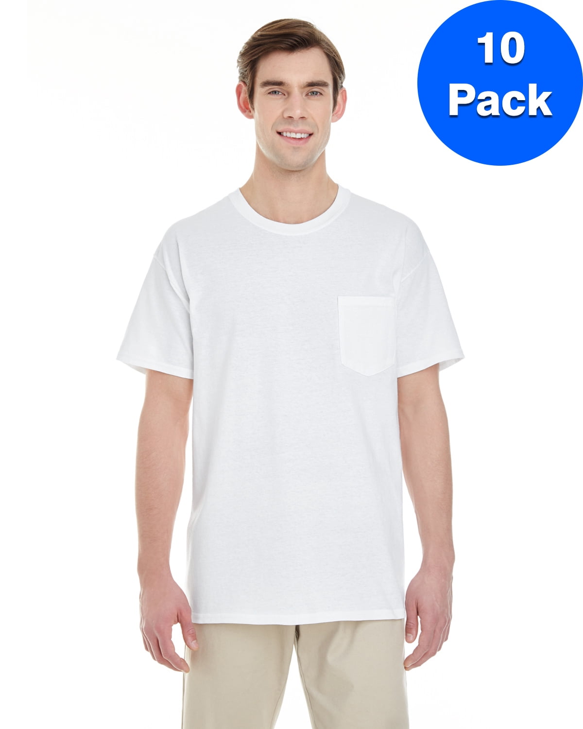 Mens Heavy Cotton T-Shirt with a Pocket 10 Pack - Walmart.com