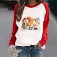thumbnail image 2 of Moda mujer primavera otoño Color a juego impreso manga larga cuello redondo Casual camisetas Pompotops  gfhjh18489, 2 of 5