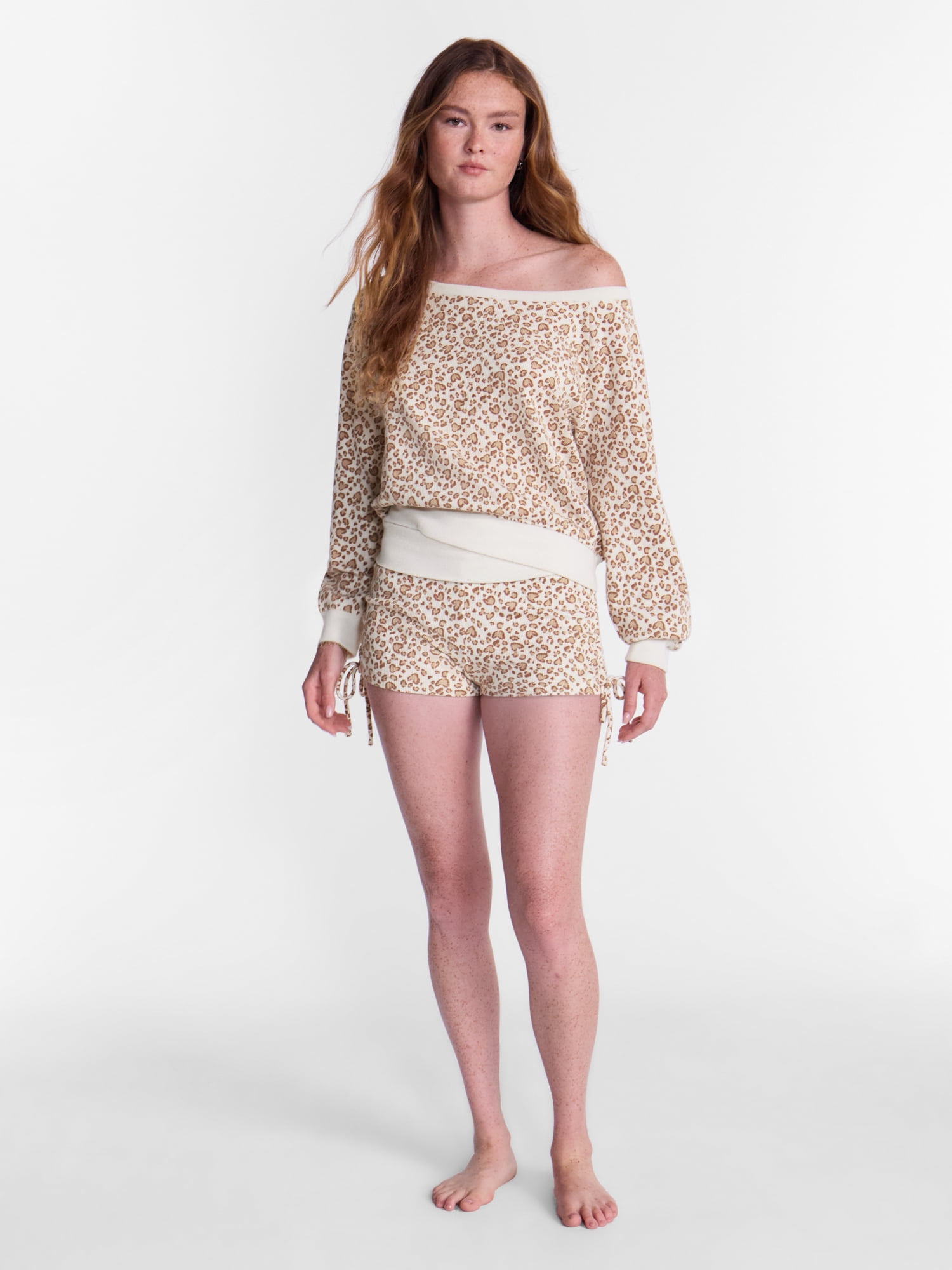 No Boundaries Waffle Knit Sleep Top, Women’s and Women’s Plus XS-2X