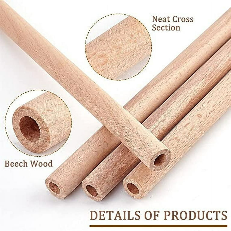 12Pcs 7.9x0.6 Inch Hollow Wood Sticks Round Wooden Dowel Rod with  Unfinished Beech Wood Rods Natural Wood Round Rods for DIY Crafts Arts  Projects