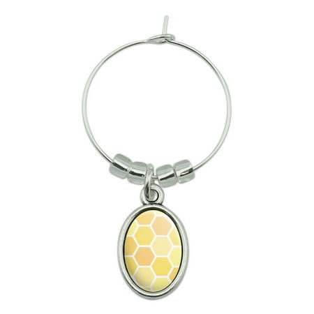 

Yellow Honeycomb Pattern Wine Glass Oval Charm Drink Marker