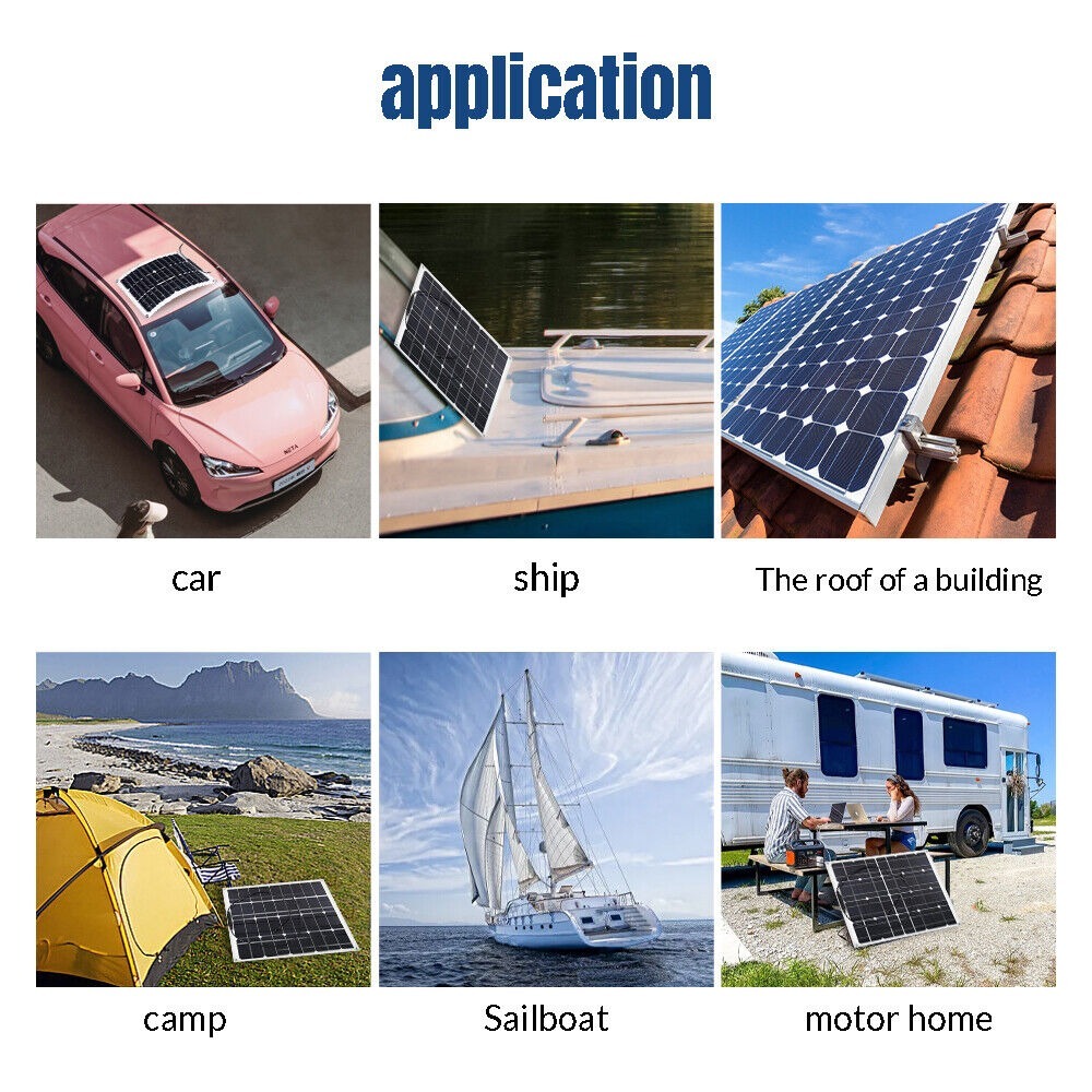 Semi-Flexible Solar Panel 100W 12V Bendable Thin Film Monocrystalline for Caravan RV Boat Camper Trailer