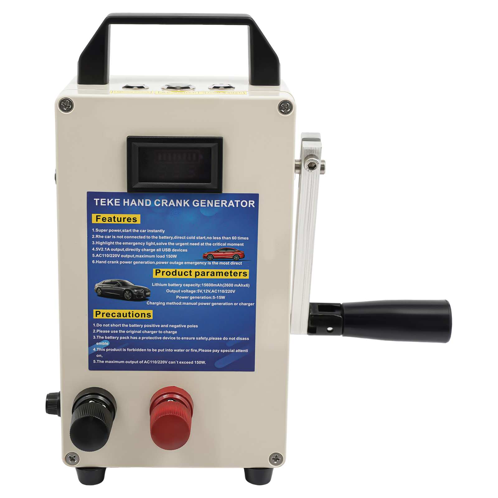 Portable Hand Crank Generator Emergency Power Supply Charger Outdoor Camping
