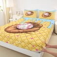 thumbnail image 4 of Castle Fairy Sport Baseball Queen Sheets 4 Pieces, Ice Cream Glove Pattern Queen Sheet Sets, Brown Blue Pink,1 Fitted Sheet, 1 Flat Sheet and 2 Pillowcases, 4 of 6