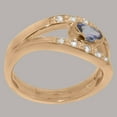 thumbnail image 3 of LBG British Made 18k Rose Gold Ring with Natural Tanzanite & Cubic Zirconia Womens Band Ring - 33 size options - Size 7.25, 3 of 7