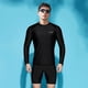 thumbnail image 4 of Traje de baño para hombre, manga larga, parte superior de cinco puntos, bañador de entrenamiento de natación profesional, piel de tiburón, secado rápido, buceo, 4 of 4