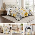 thumbnail image 6 of Full Quilt Set 78''x90'', Spring Florals Lightweight Bedspread Coverlet Set with 2 Pillow Shams, Watercolor Wildflowers Botanical Herbs Breathable All Season Quilt Bedding for Bedroom/Guest Room, 6 of 9