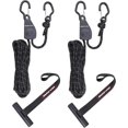 thumbnail image 1 of 2 PCS Kayak Tie Down Straps with Reflective Stripe & 2 PCS Quick Hood Loops, Rope Tie Down Ratchet Straps Canoe Bow and Stern Rope Hanger Kayak and Canoe Accessories, Black, 1 of 8
