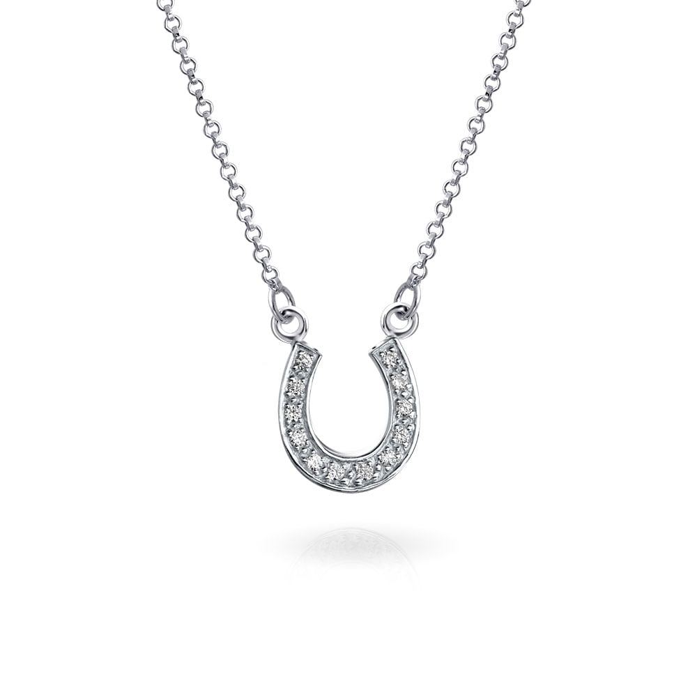 Good Luck Horseshoe Equestrian Cubic Zirconia Pave CZ Stud Earrings For Women Teen Graduation 925 Sterling Silver