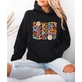 thumbnail image 5 of Wildcats Hoodie for Women Retro Groovy Floral Game Day Pullover, Black Hoodie, M, 5 of 8