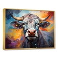 thumbnail image 2 of Designart "Colorful Cattle In A Celestial Setting" Animals Cow Floater Framed Canvas Prints, 2 of 5