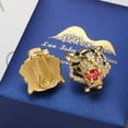 thumbnail image 5 of NEGS 18K Gold Plated Roaring Tiger Head with Green Eyes Red Tongue Stud Clip Hip Hop Rock Stainless Steel Earrings for Women Men, 5 of 7